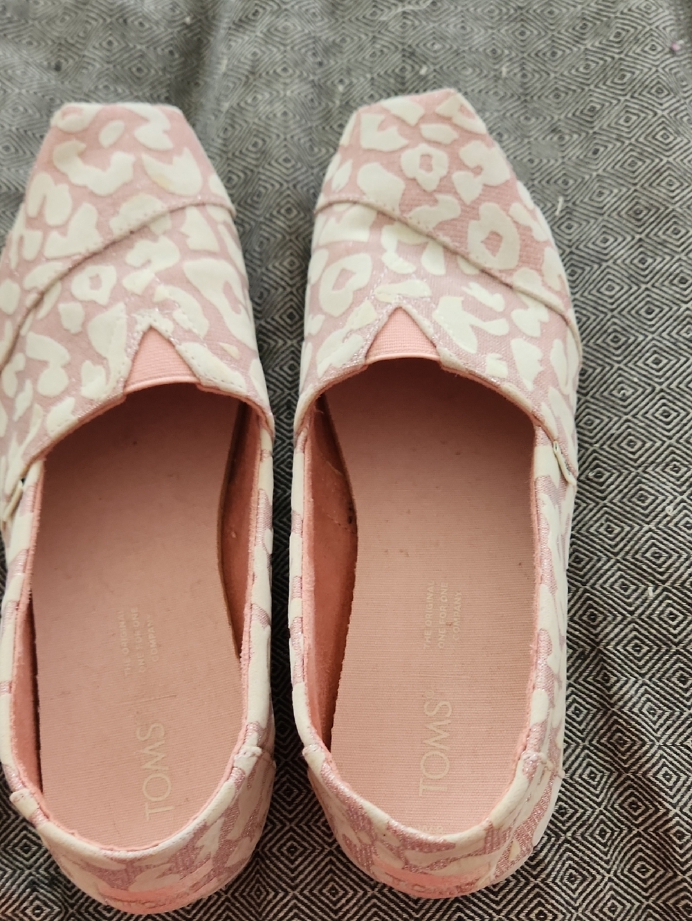 TOMS Pink and Cream Leopard-Print Slip-On Flats